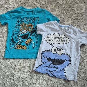 Cookie Monster Boy's Blue Cookie Monster Short Sleeve T-Shirts Size 9-12M